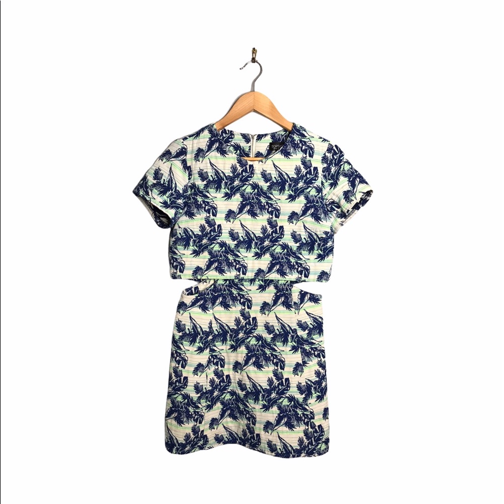 Topshop | Tropical Embroidered Side Cut-Out Dress
